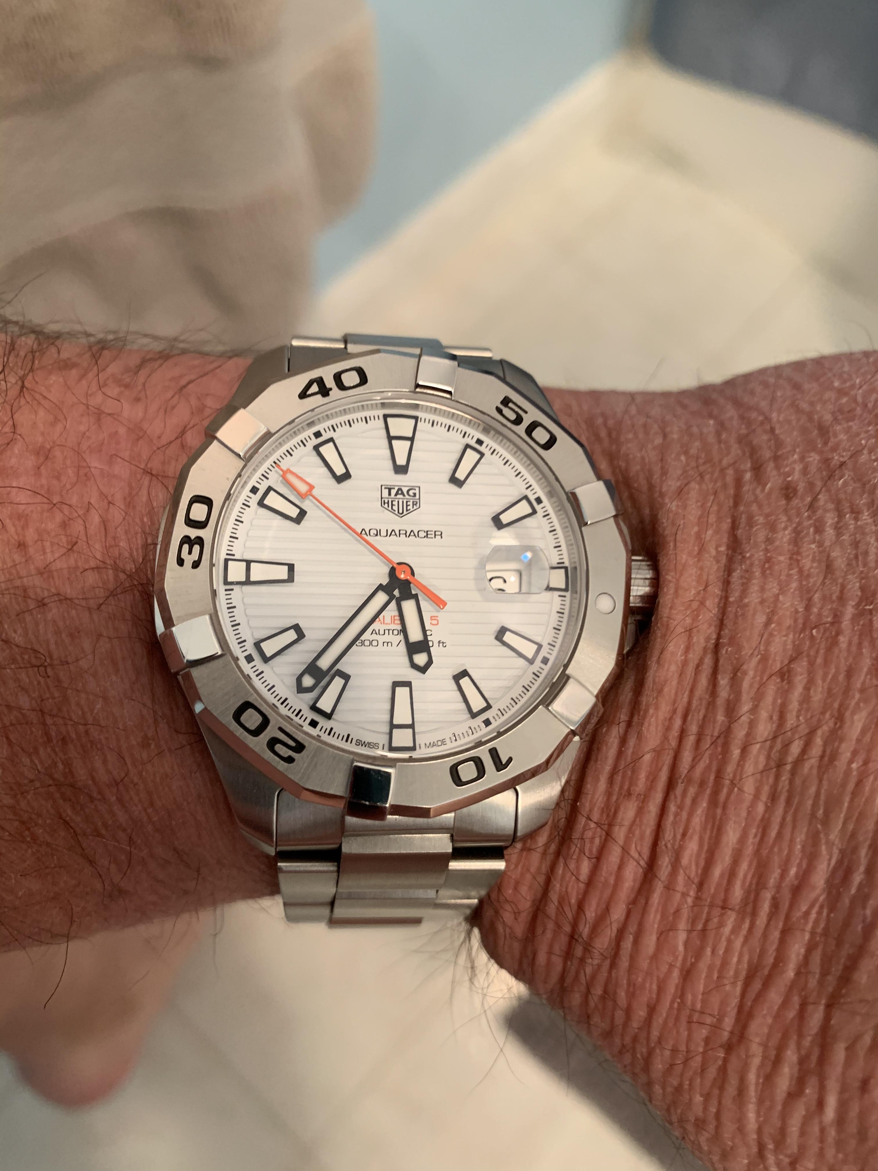 Tag heuer aquaracer 43mm white new arrivals