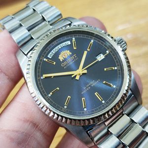 RARE Vintage Orient President Day/Date Auto Watch Rare Blue Dial