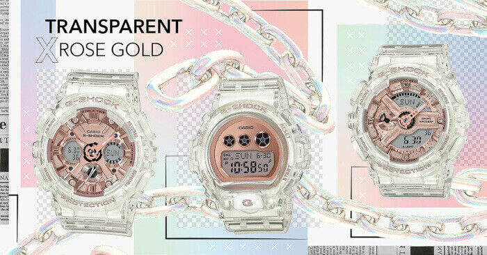 BRAND NEW* Casio G-Shock Women's Transparent Rose Gold Dial Watch