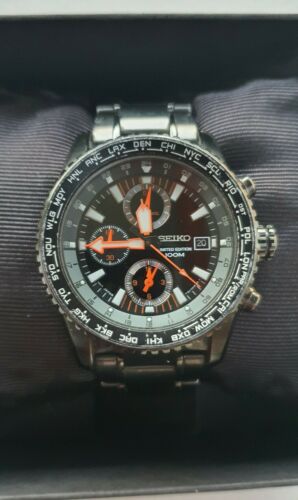 Seiko Limited Edition 7t92 0MM0 Watch World Time Function