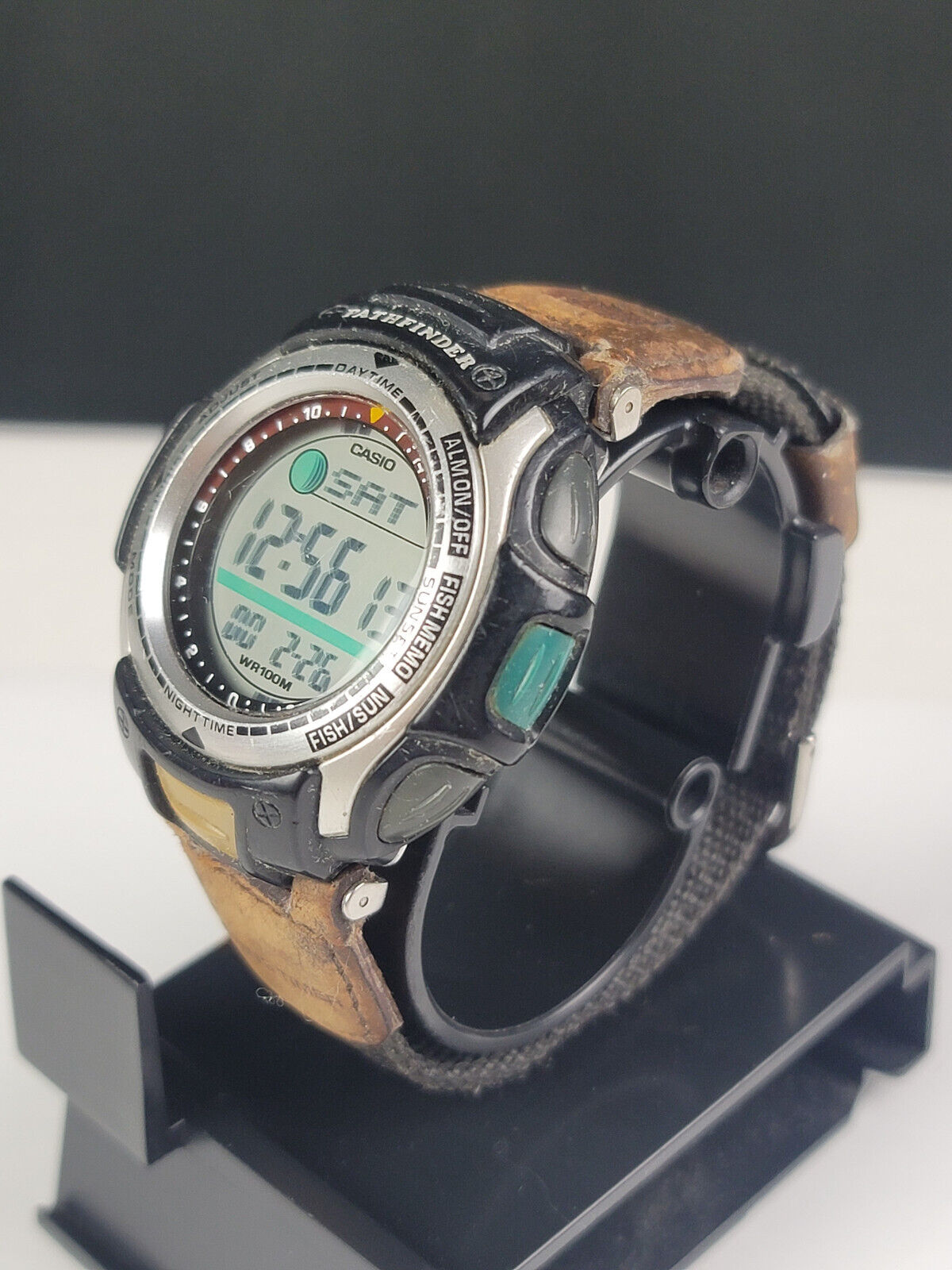 Casio Pathfinder Digital Watch Men Silver Tone Black Day  display picture 3