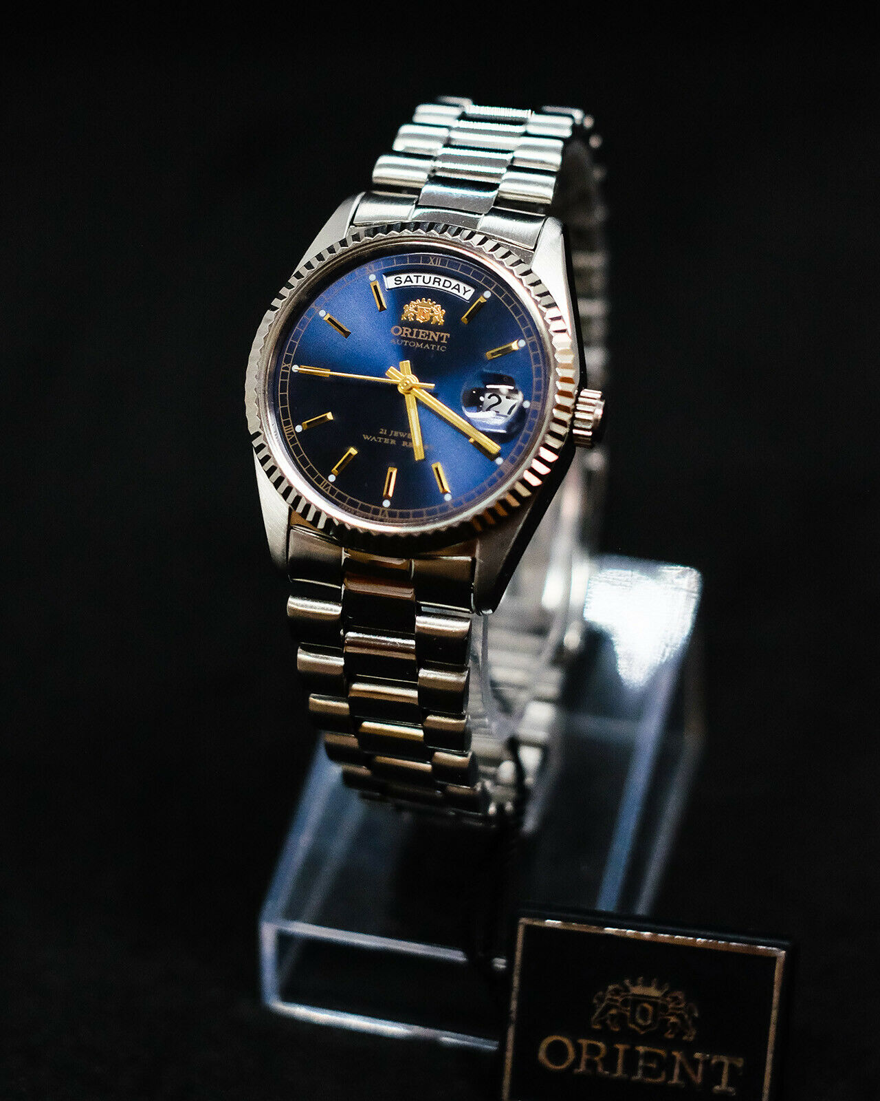 Orient day date blue best sale