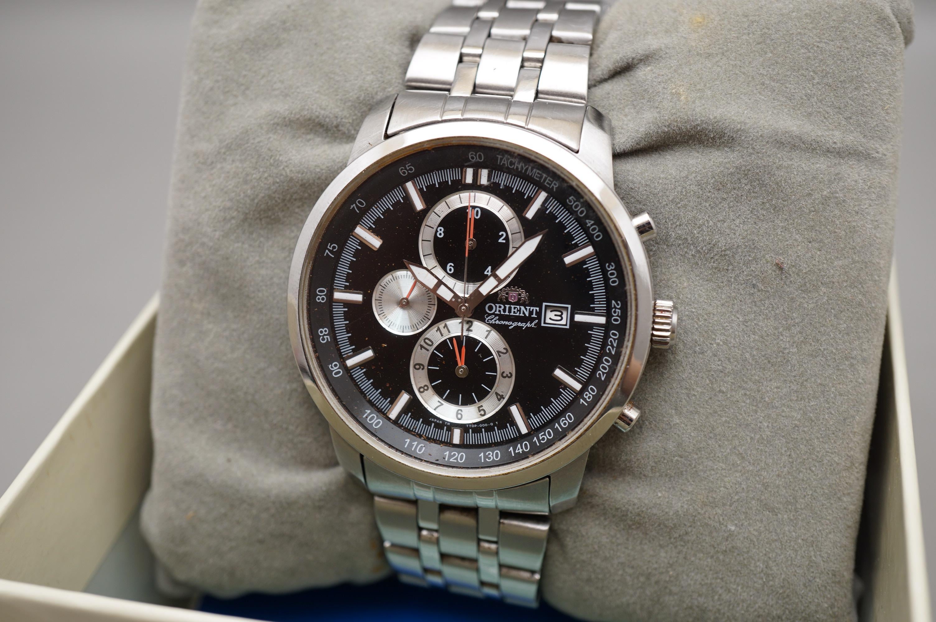WTS] Orient TT0P-C3-B Black Silver Dial Quartz Chronograph Watch 