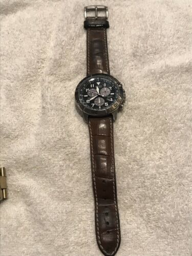 CITIZEN ECO-DRIVE MEN'S CHRONOGRAPH WRISTWATCH E820-S061636 LEATHER BAND  USED | WatchCharts Marketplace