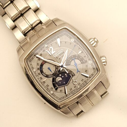 TK5 RARE 2006 CITIZEN RAHAL DRAVID ECO DRIVE 3-DATE MOON