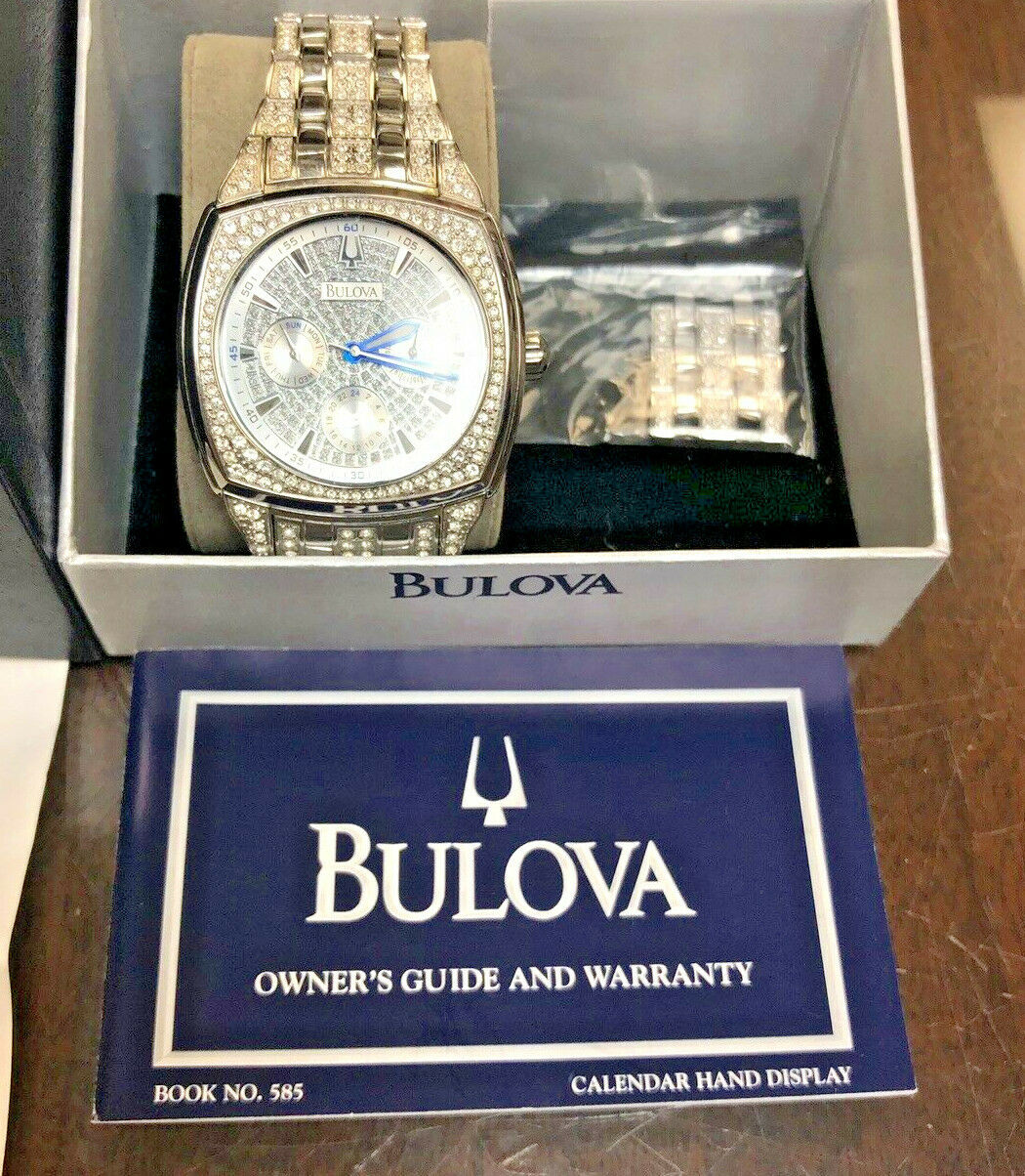 Men s Bulova Chronograph Swarovski Crystal Stainless Steel Dress