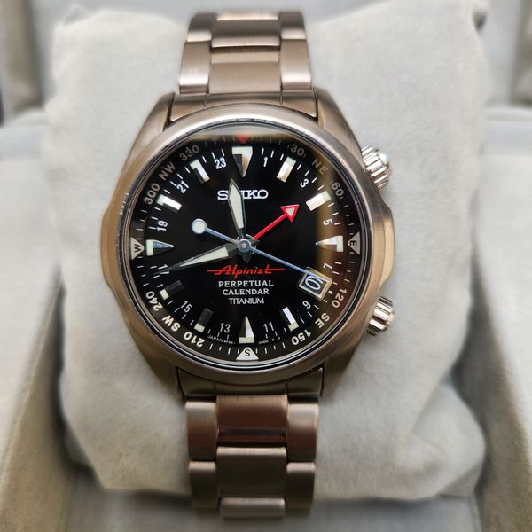 WTS Seiko Alpinist SBCJ019 Titanium Perpetual Calendar GMT 8F56