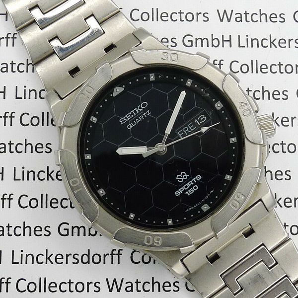 SEIKO Sports 150 Quartz Solar Herren Armbanduhr Edelstahl WatchCharts