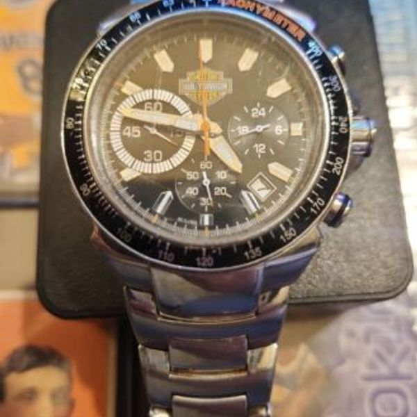 HARLEY-DAVIDSON クロノグラフ　アナデジ　腕時計 Harley-Davidson Men's Bulova Chronograph Bar & Shield Wrist Watch