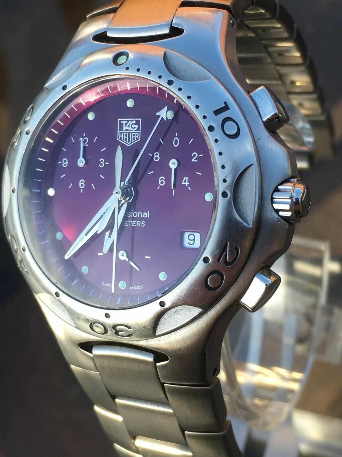 TAG HEUER Gents Kirium Chronograph Purple Dial - New Battery  display picture 1