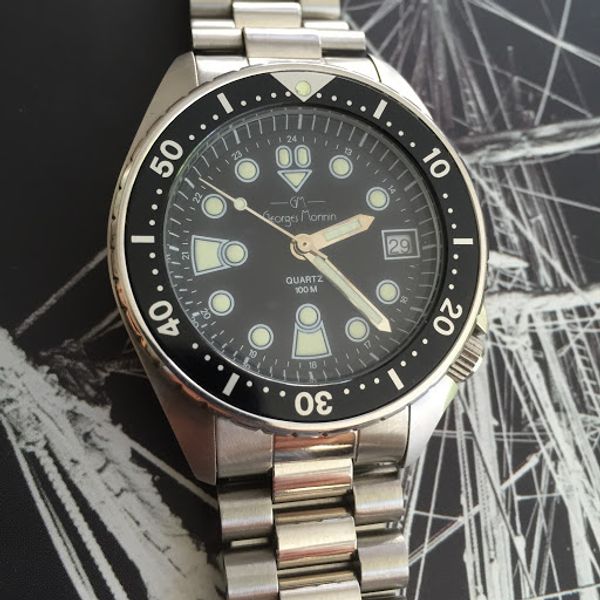 New Old Stock French Made George Monnin Quartz Diver 37mm on bracelet ...