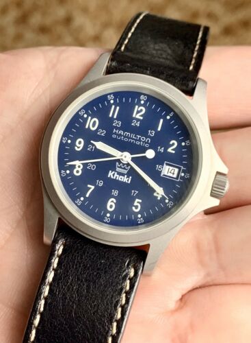 Rare HAMILTON Khaki King 9823 Navy Dial Swiss Automatic