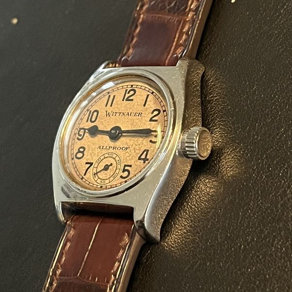 ð RARER Wittnauer AllProof Watch Contracid Aviation History Early Sport ...