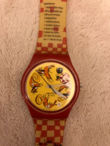 Vintage1999 Swatch Watch La Paella Red Wristwatch Watch  display picture 2