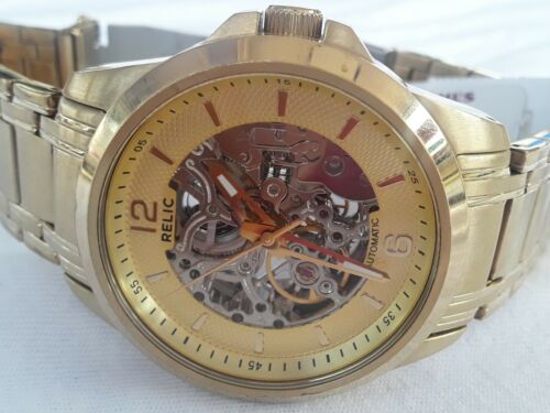 Relic men's stainless discount steel automatic skeleton watch