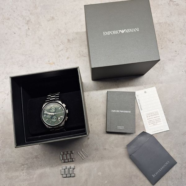 Emporio Armani Men's AR 11529 Green Face Watch | WatchCharts Marketplace