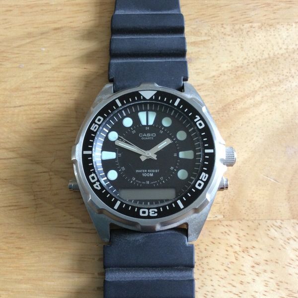 Casio AQ 600w 307 vintage dual diver watch Arnie Japan (rare 