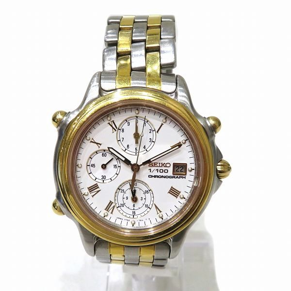 Seiko 1/100 Chronograph 7T52-7A10 Quartz Watch Watch Men's Free ...