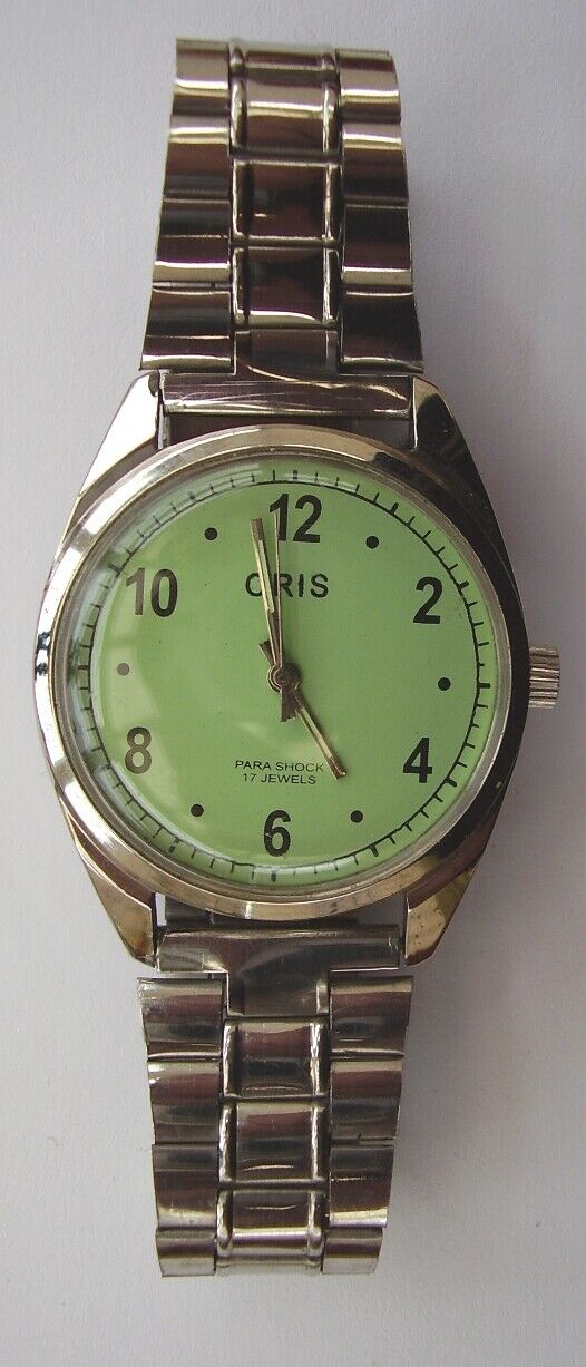 VINTAGE WATCH ORIS PARA SHOCK MINT GREEN DIAL SWISS NICE CONDITION