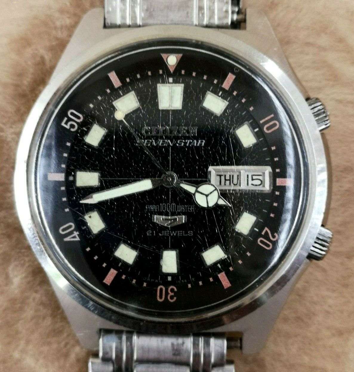 CITIZEN 7 Seven Star AP55 2812-Y Day & Date All Stainless