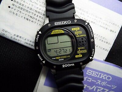 RARE NOS 1990 SEIKO VINTAGE DIGITAL WATCH DIVER COMPUTER M726 5A10