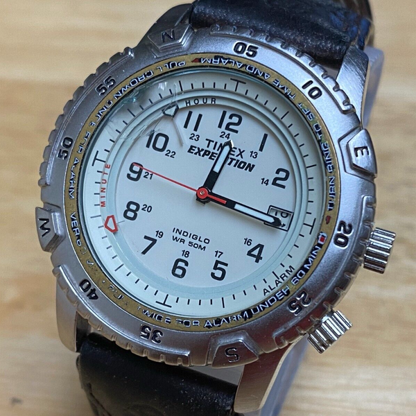 Timex Indiglo Alarm Men Rotating Bezel Analog Quartz Watch. 