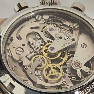 42mm German Junkers Open Heart 6520/501 23j Mechanical Chronograph
