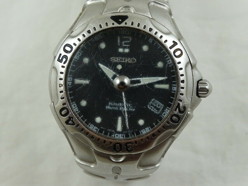 SEIKO Kinetic Auto Relay 5J22 0A50 WR 200m Japan Mens Quartz Watch