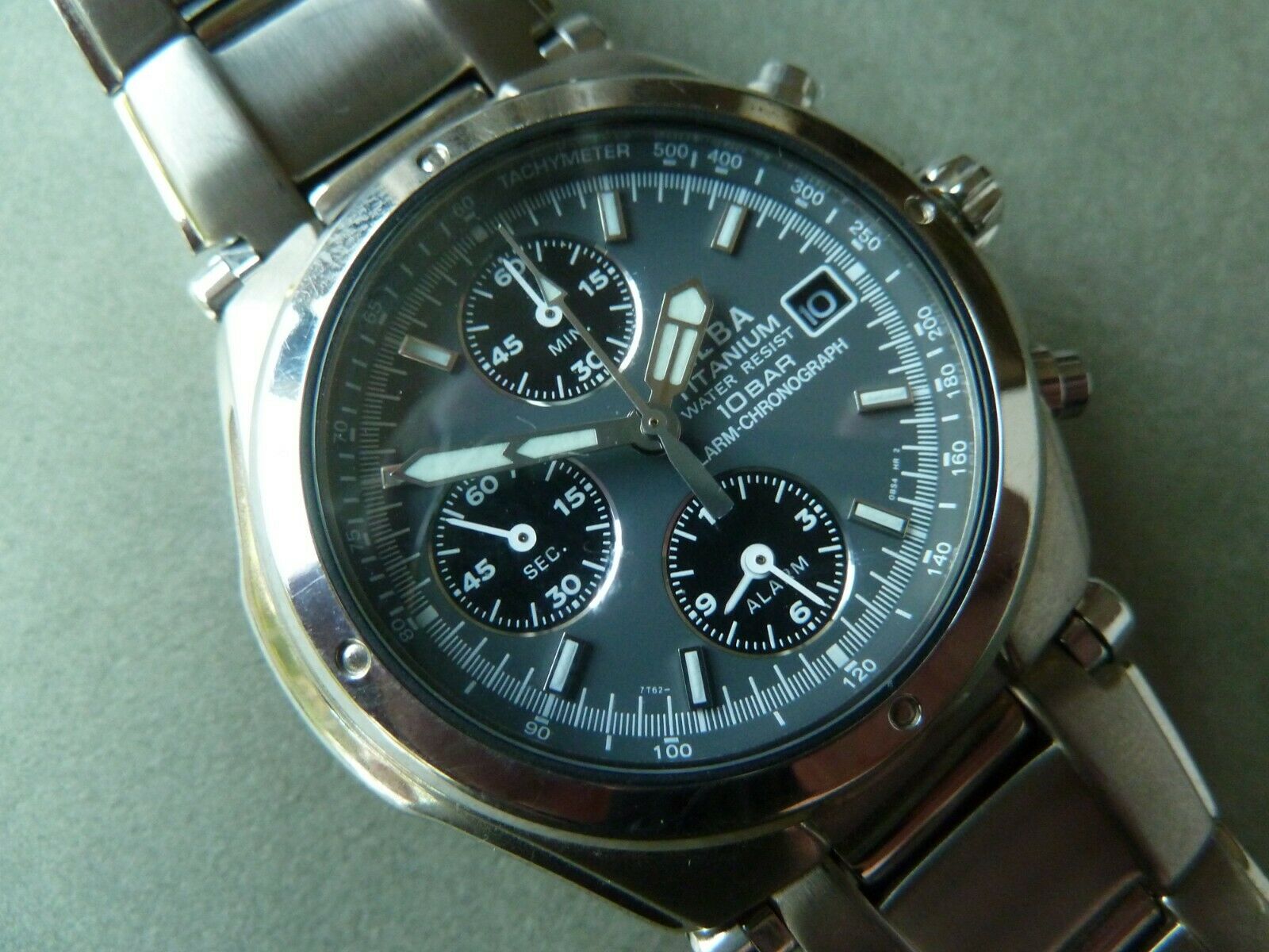 SEIKO 7T62-0BN0 Chronograph White Sport Alarm Date Alba Mens