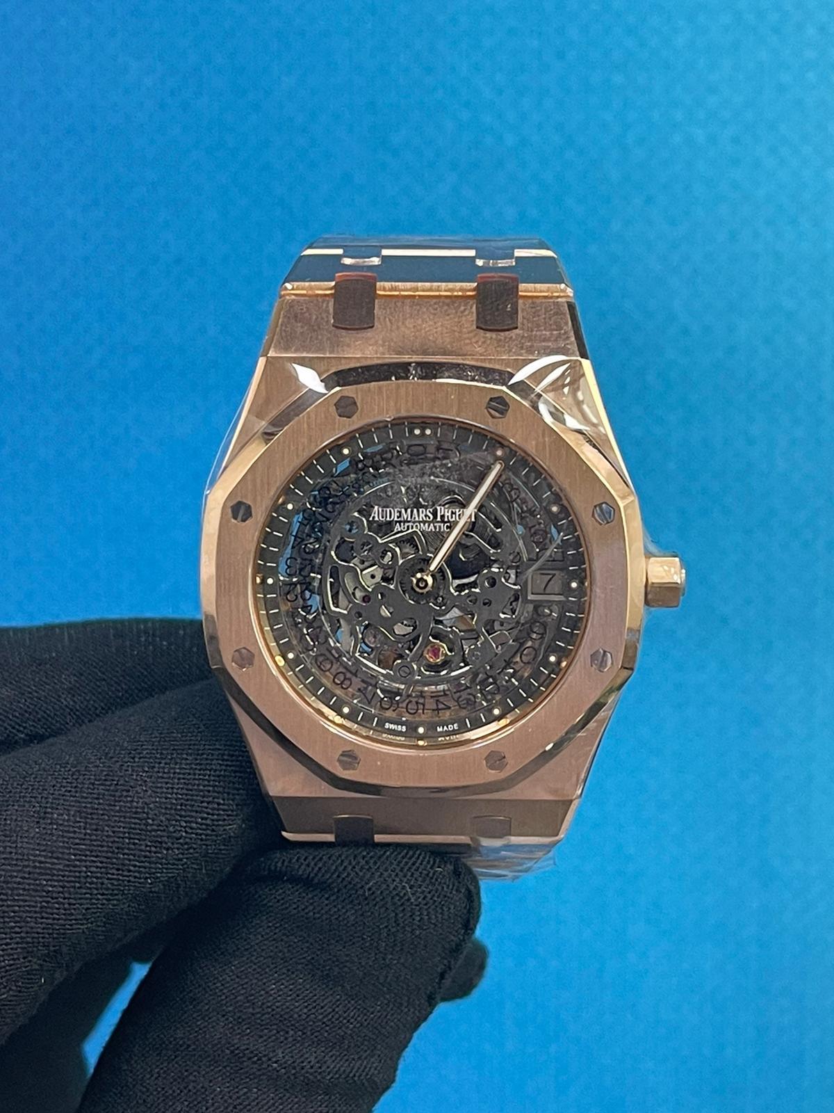 Mint Audemars Piguet 15204OR Rose Gold Skeleton 39MM Rare WatchCharts Marketplace