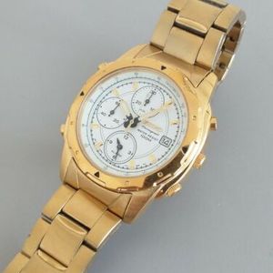 k*5様 セイコー ワールドタイム アラーム シルバー/ゴールド　7T32-6B SEIKO - 7T32-6M10 Gold 5 Button Alarm /Chronograph Watch - 100m