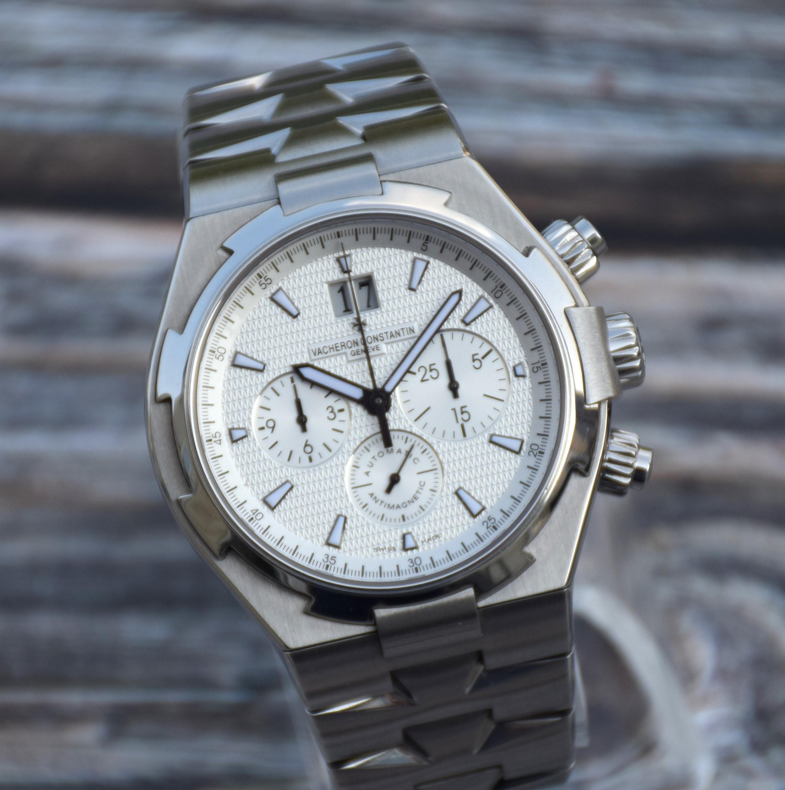 WTS] Vacheron Constantin Overseas Chronograph 49150 White Dial Box & Papers  Serviced! : r/Watchexchange