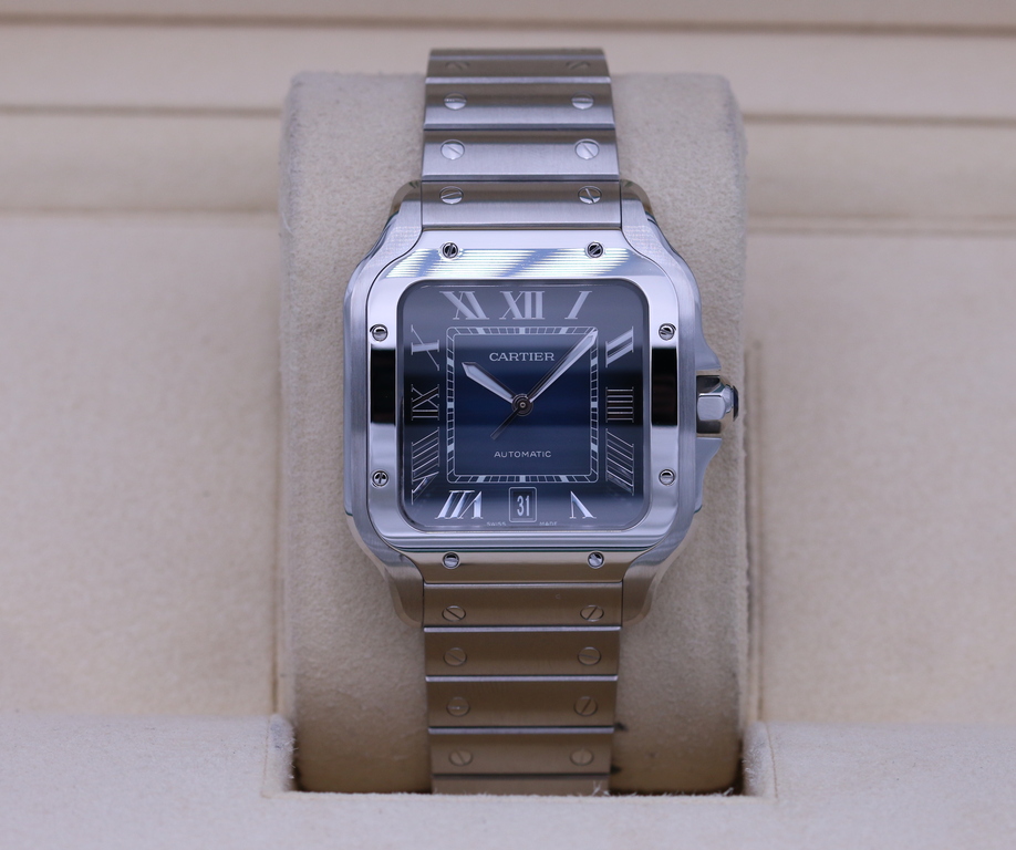 Fsot Cartier Santos Large Wssa Blue Dial Stainless Box