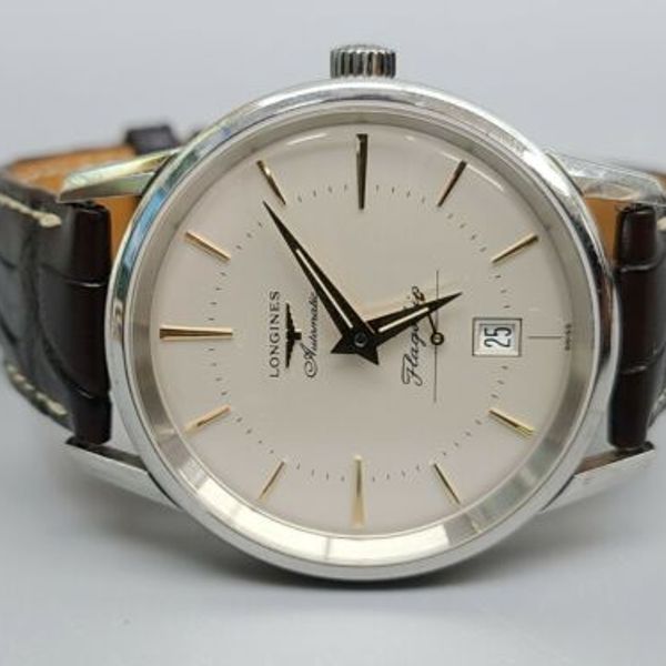 Longines Heritage Flagship Automatic Silver Dial Brown Leather Men's ...