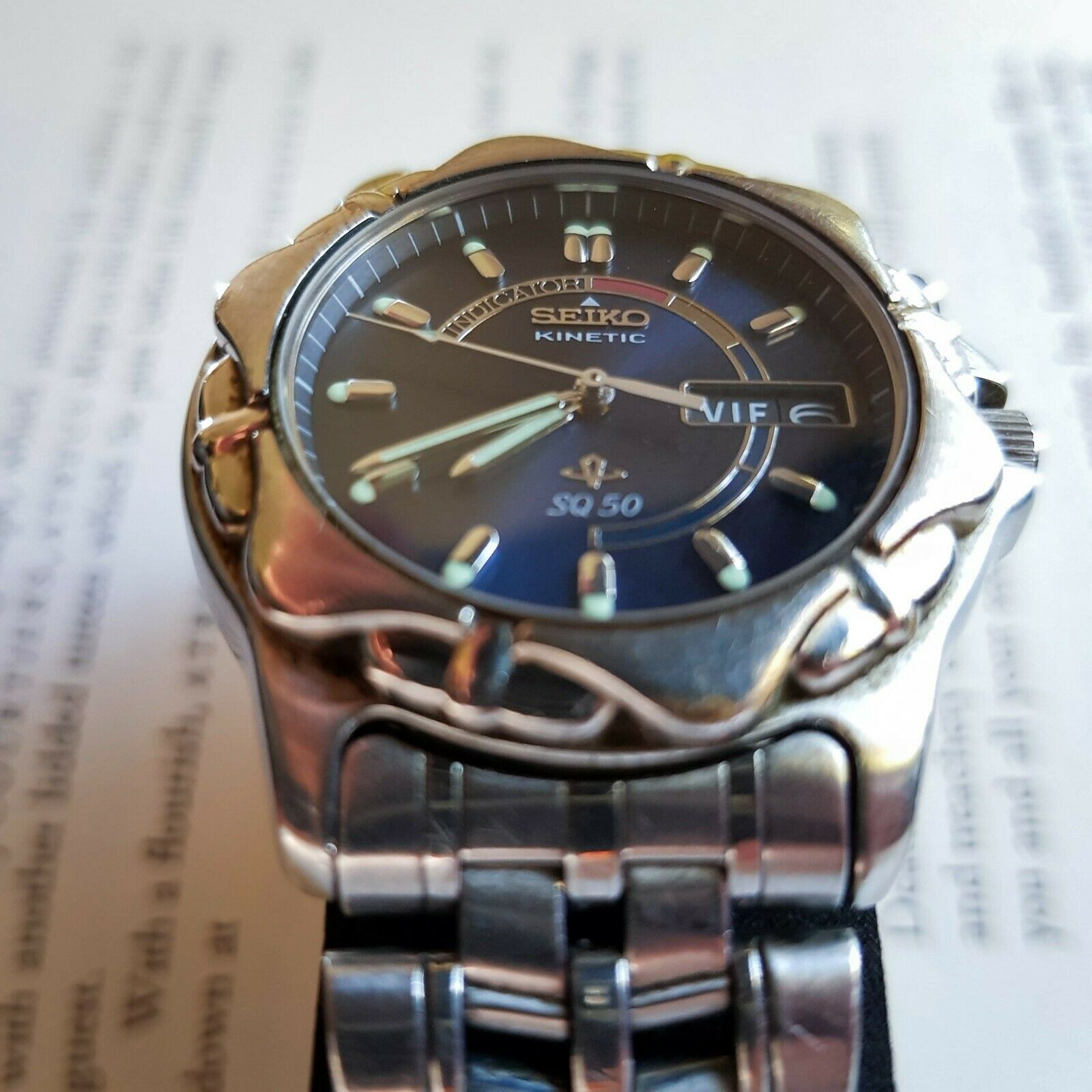 Vintage Seiko Kinetic SQ50, men's watch Working, 5M43-0A50