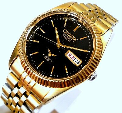 CITIZEN SAPPHIRE WR50 AUTOMATIC BLACK DIAL LUXURY GOLDEN MEN S WATCH 36MM WatchCharts Marketplace