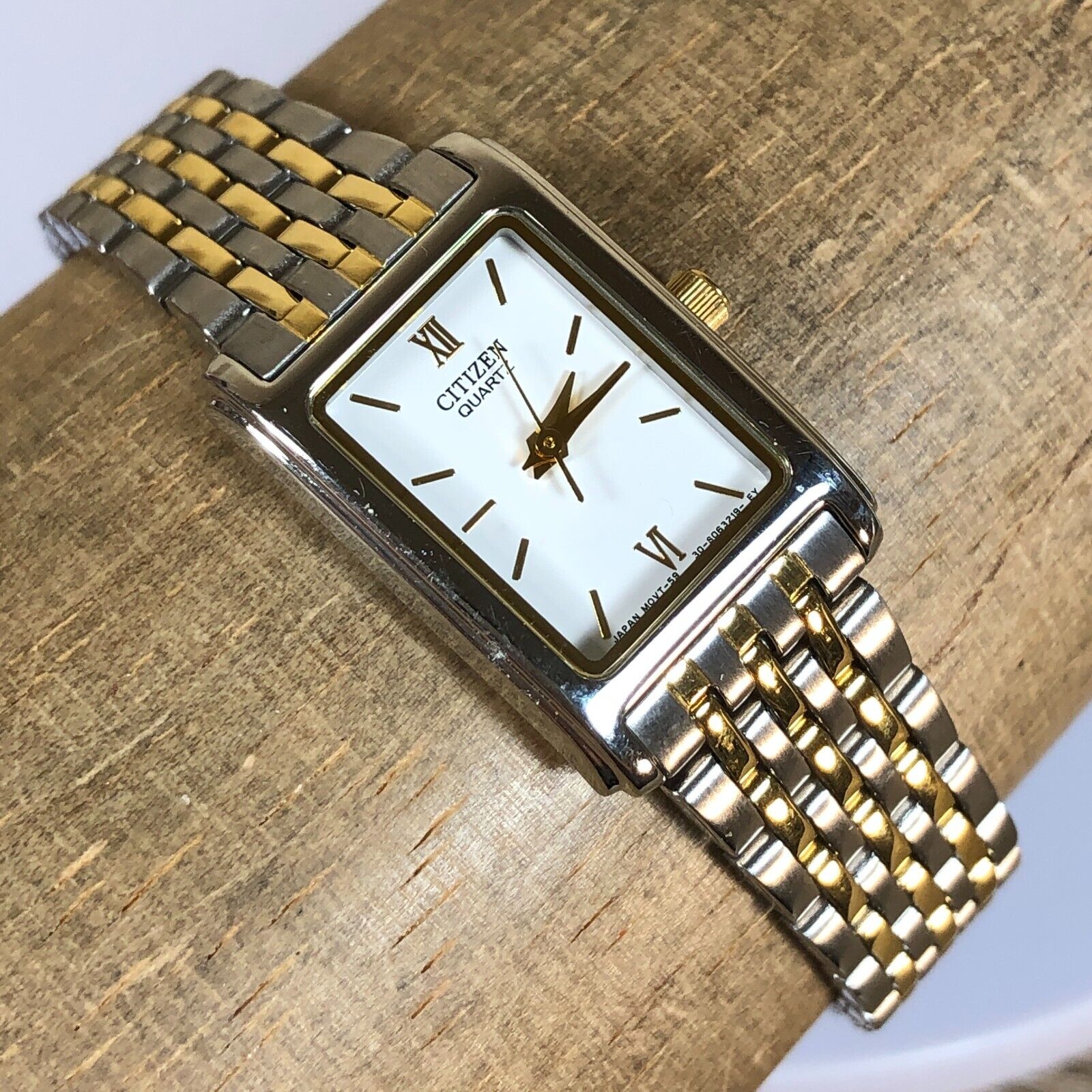 Citizen Women 18mm Silver Gold Tone Rectangle Stainless