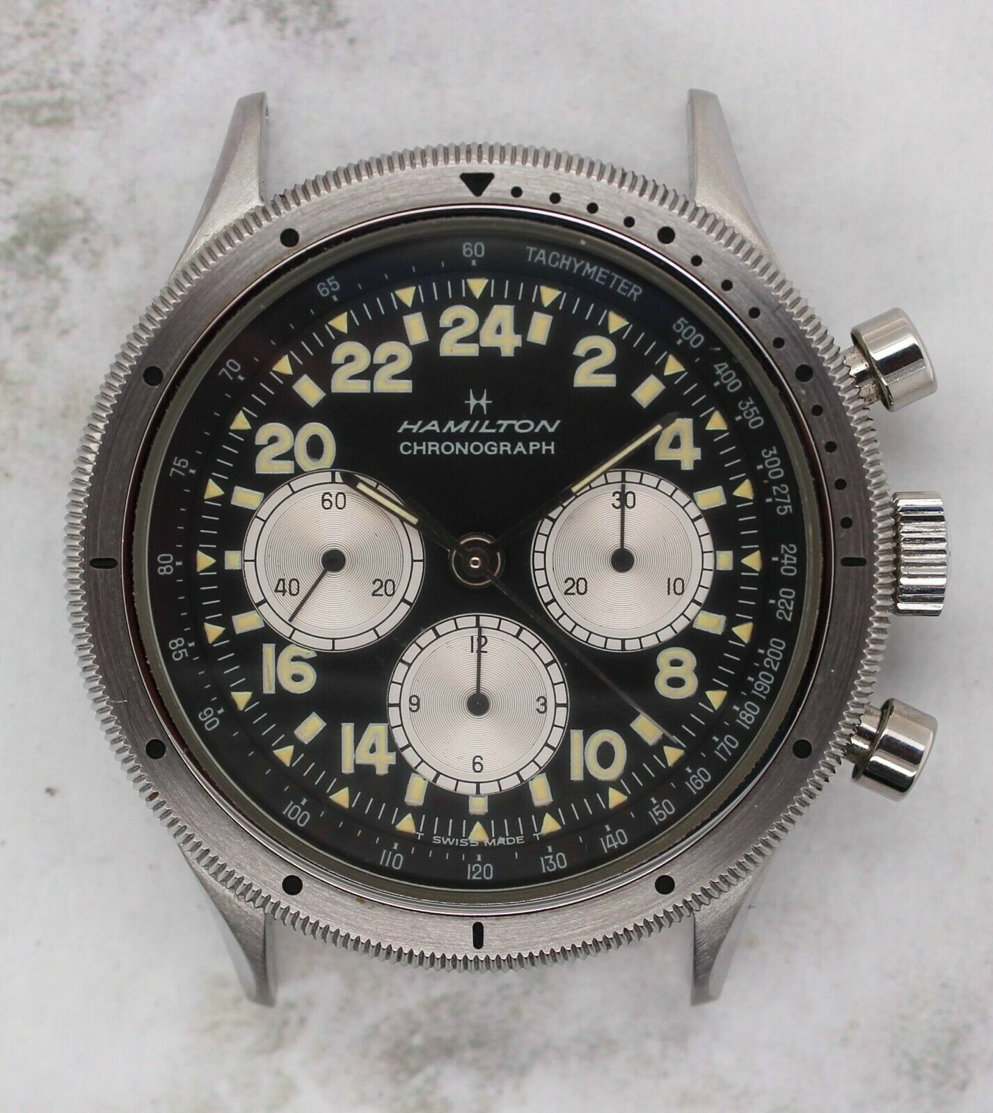 Vintage Hamilton Chronograph Wristwatch 24 hour dial Lemania Cal