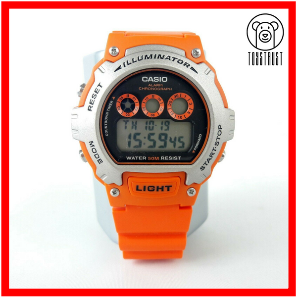 Casio W214 H Mens Illuminator Chrono Sport Watch Digital Orange