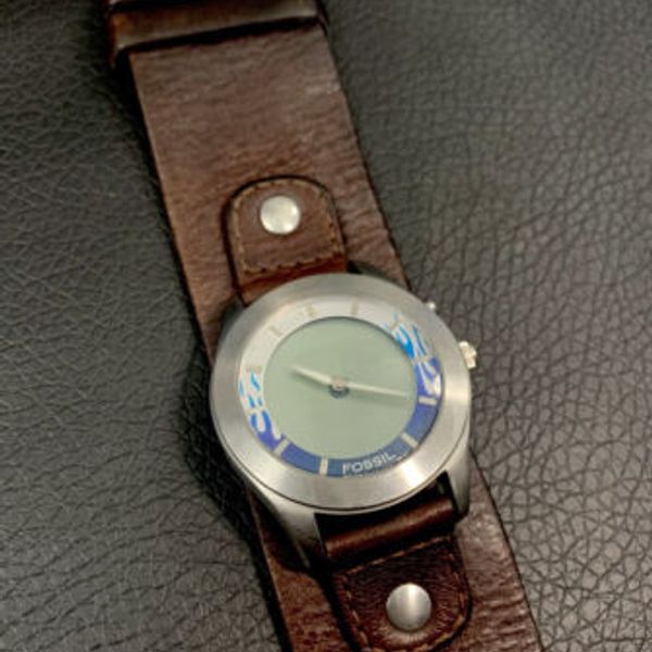 〓新品〓Fossil big tic 00s Blue Flame watch Fossil Big Tic Fire Blue Flames Men's Stainless Steel Watch