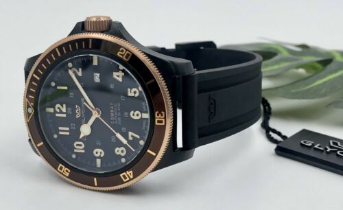 Glycine Combat Sub 46 Automatic Black Dial Brown Bezel Men s Watch