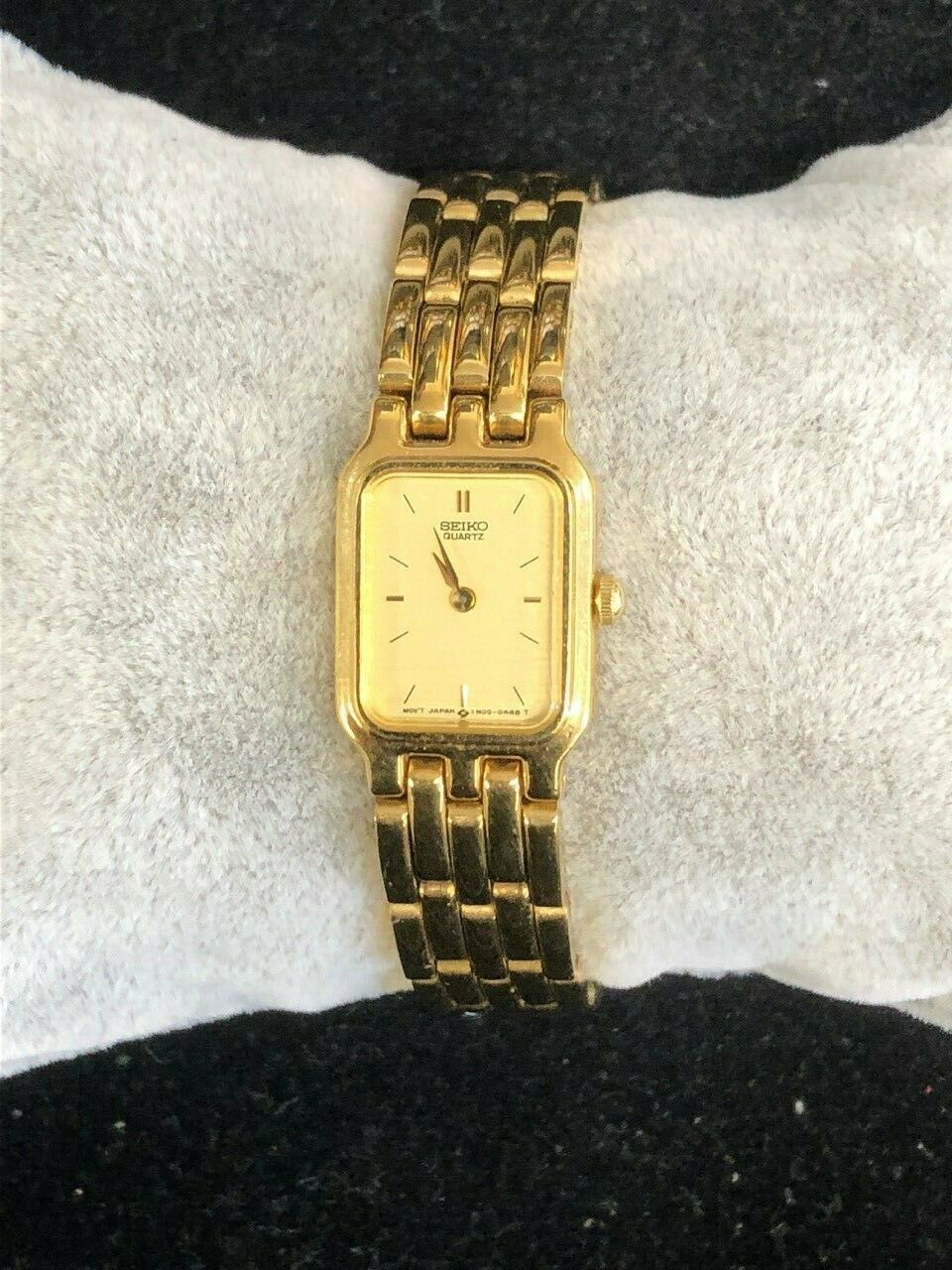 Seiko Vintage model 1N00-5A10 watch Ladies Seiko 1N00-5A10 Quartz Gold Tone Watch New Battery  main image 2