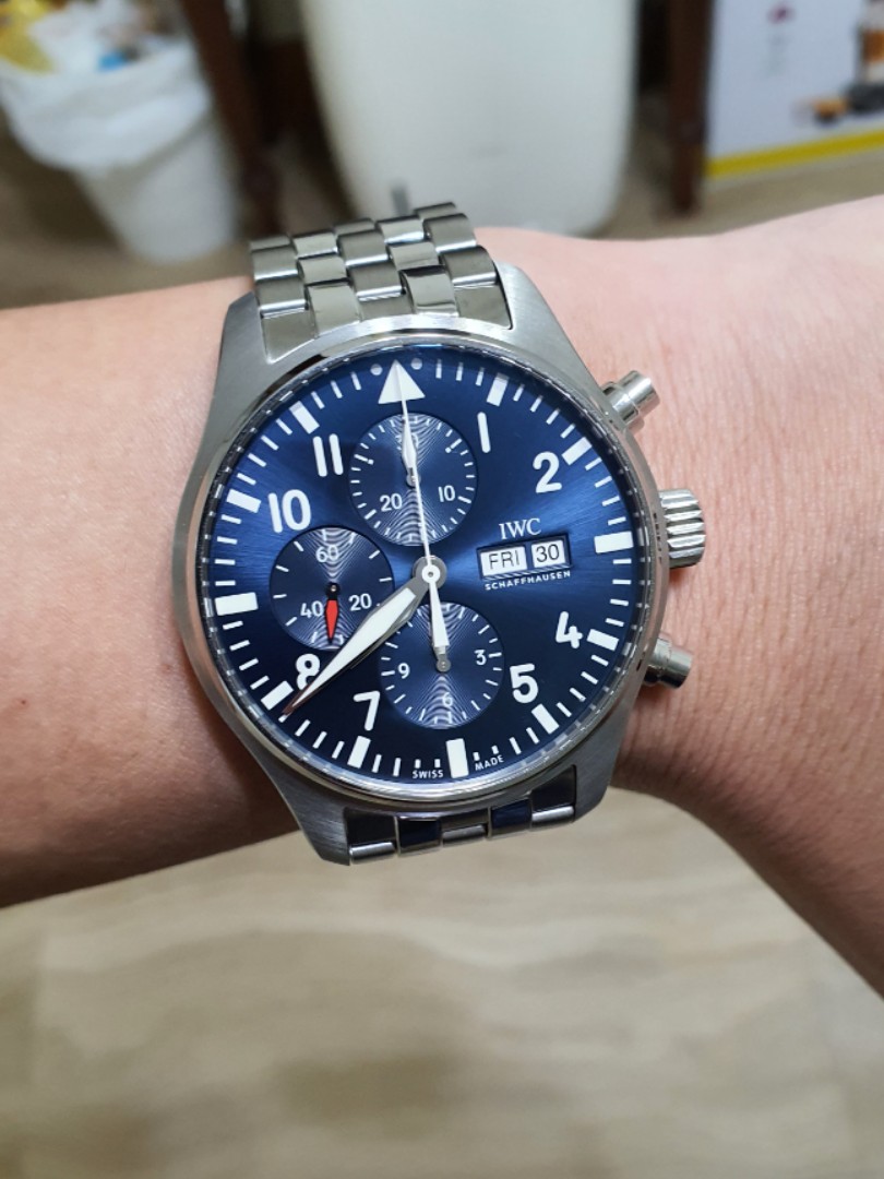 2023 IWC Pilot IW377714 Le Petit Prince Automatic Chronograph Day Date 43mm  Blue Wristwatch with Box and Papers