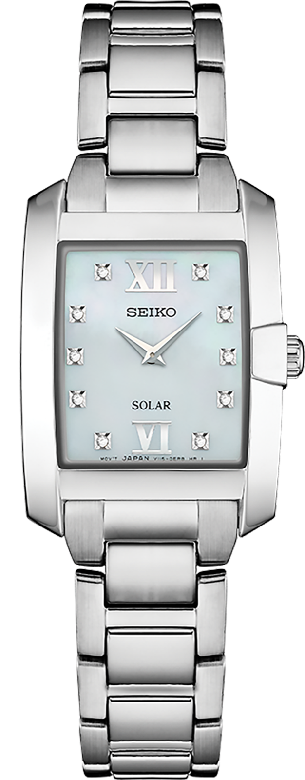 Seiko Solar Diamond Accent MOP Dial Stainless Steel Ladies Watch SUP377 ...