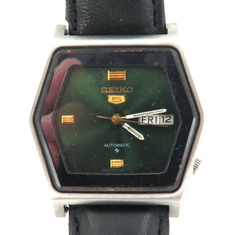 VIVID GREEN DIAL / HEXAGON CASE / SEIKO 5 AUTO 17J 6309-513D MENS