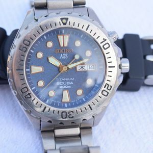 Serviced Seiko SBBW047 Titanium Kinetic Scuba Diver 5M43 