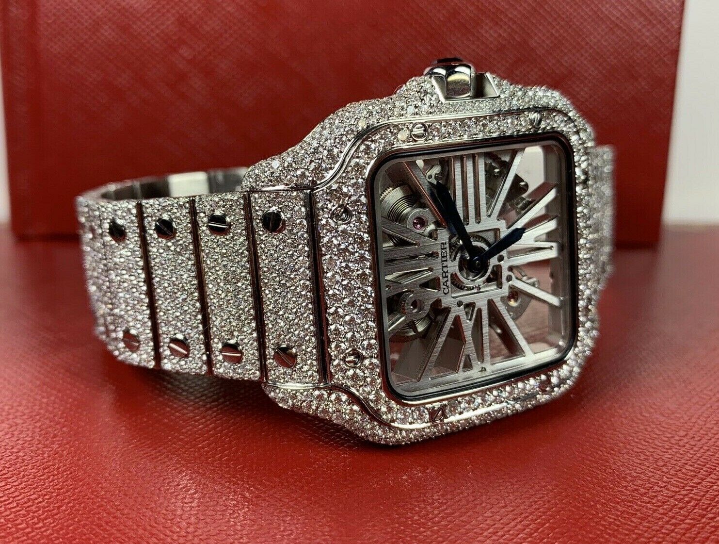 cartier santos skeleton iced out