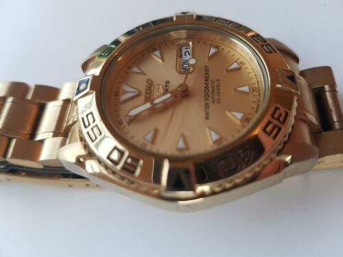 Seiko 5 Sports Day Date 7S36-00Y0 23 Jewels Automatic gold Mens