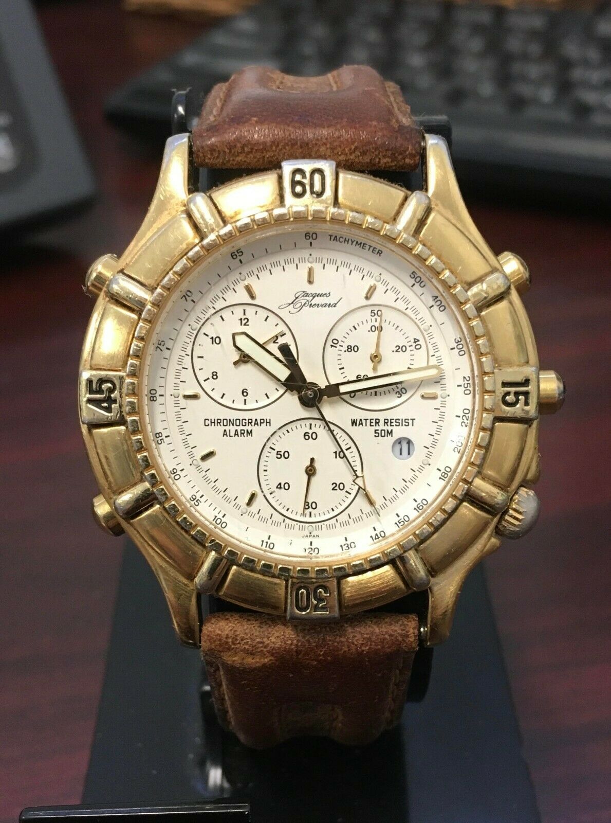 Vintage Jacques Prevard by Citizen 3510 Chronograph Alarm Date New