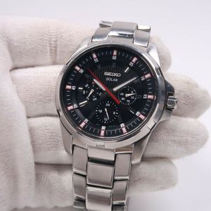 SEIKO SOLAR V14J-0BK0 Mens Watch NEW RECHARGEABLE BATTERY